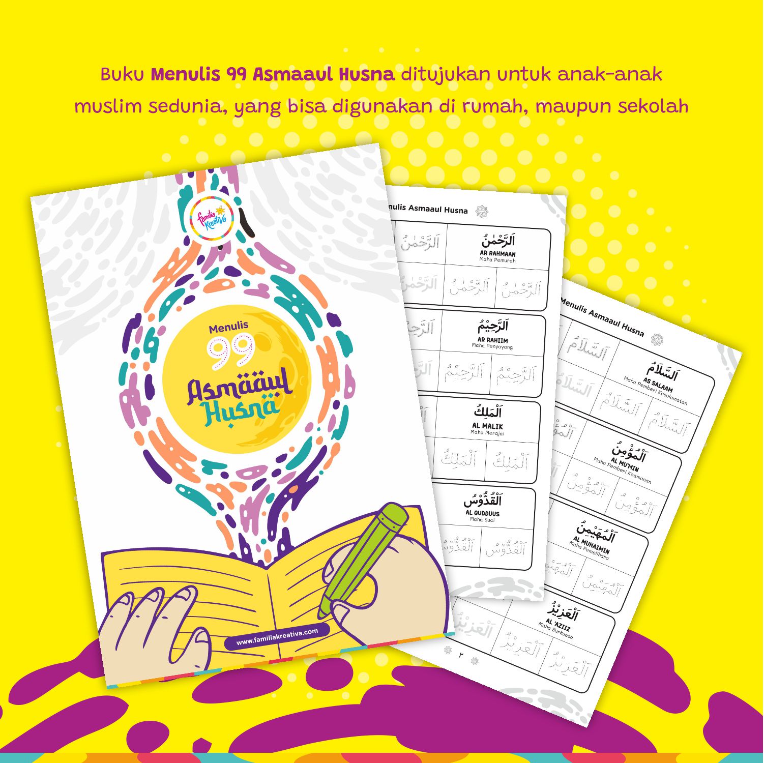 Printable Menulis 99 Asmaaul Husna Familia Kreativa