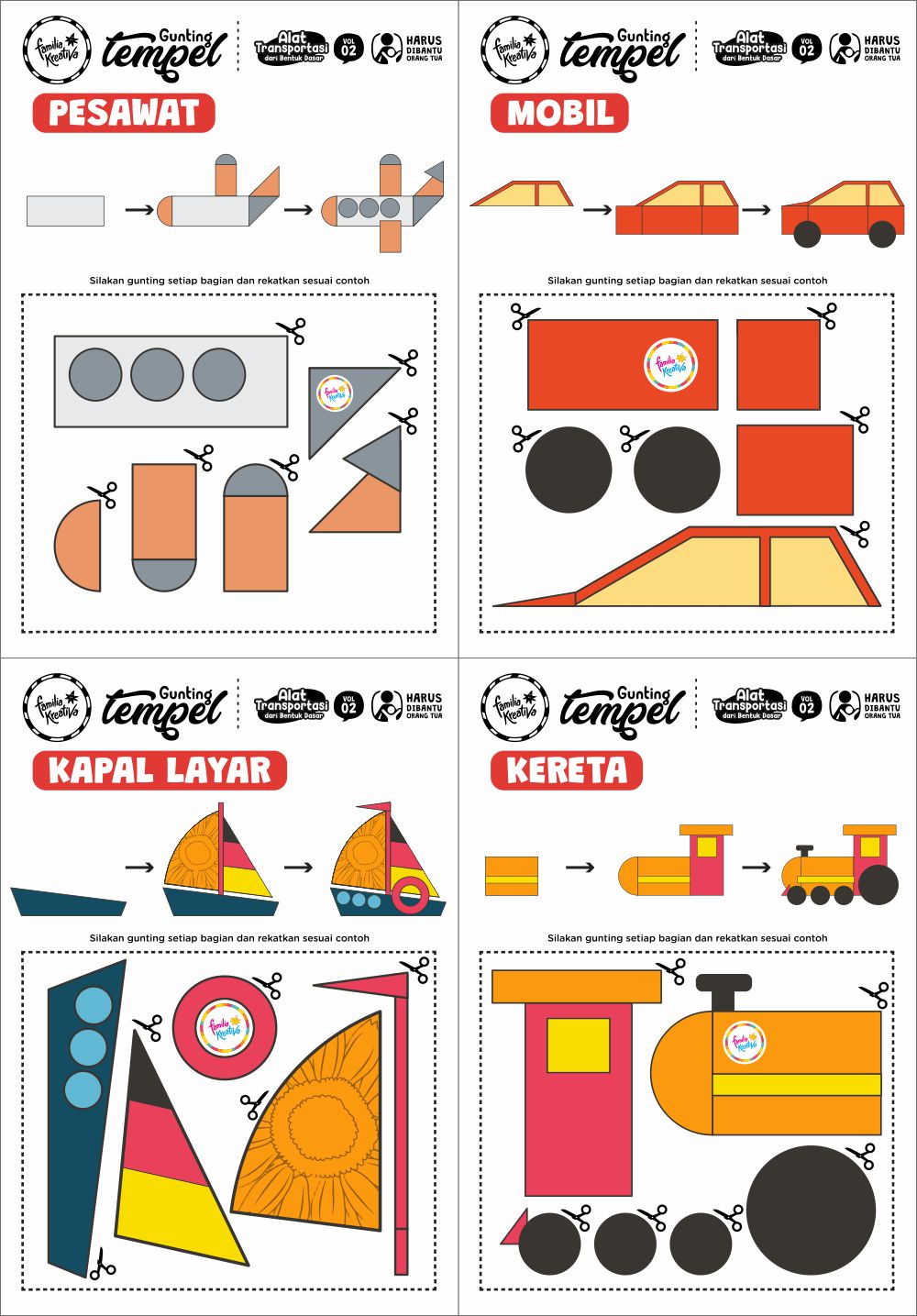 Lanjutan Printable Gunting Tempel Favorit! Transportasi Vol. 2